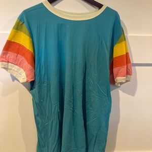 Limited Press Big Bud Press Blue and Rainbow Sleeve Tee